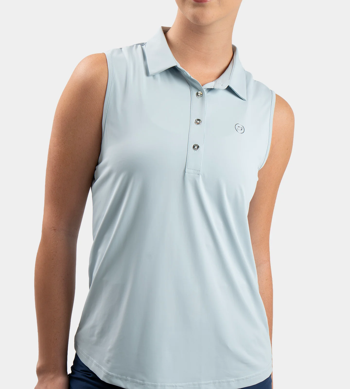 LADIES ELITE SLEEVELESS POLO - BLUE - Image 2