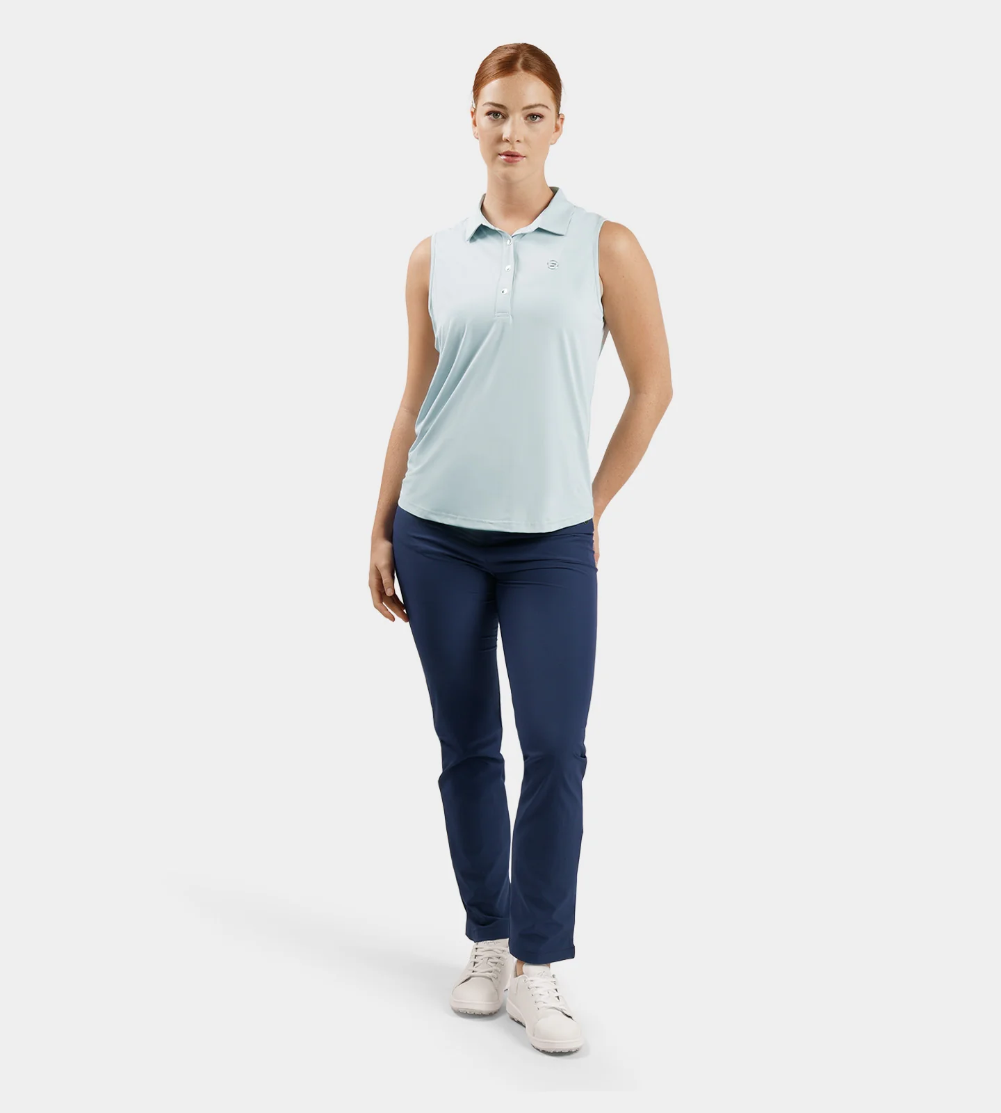 LADIES ELITE SLEEVELESS POLO - BLUE - Image 5