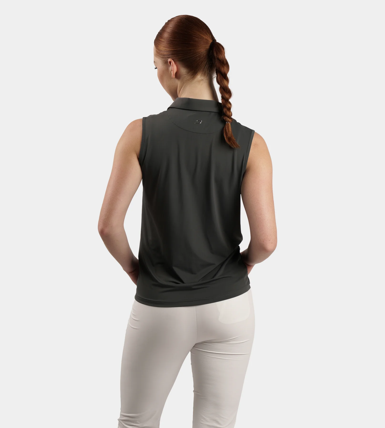 LADIES ELITE SLEEVELESS POLO - CHARCOAL - Image 3