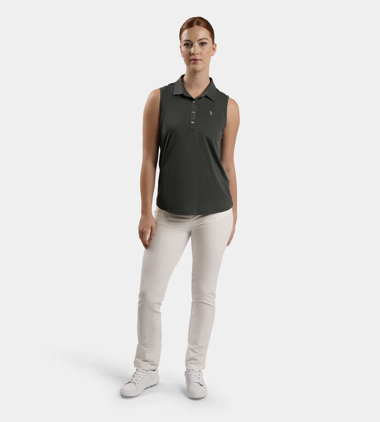 LADIES ELITE SLEEVELESS POLO - CHARCOAL - Image 5