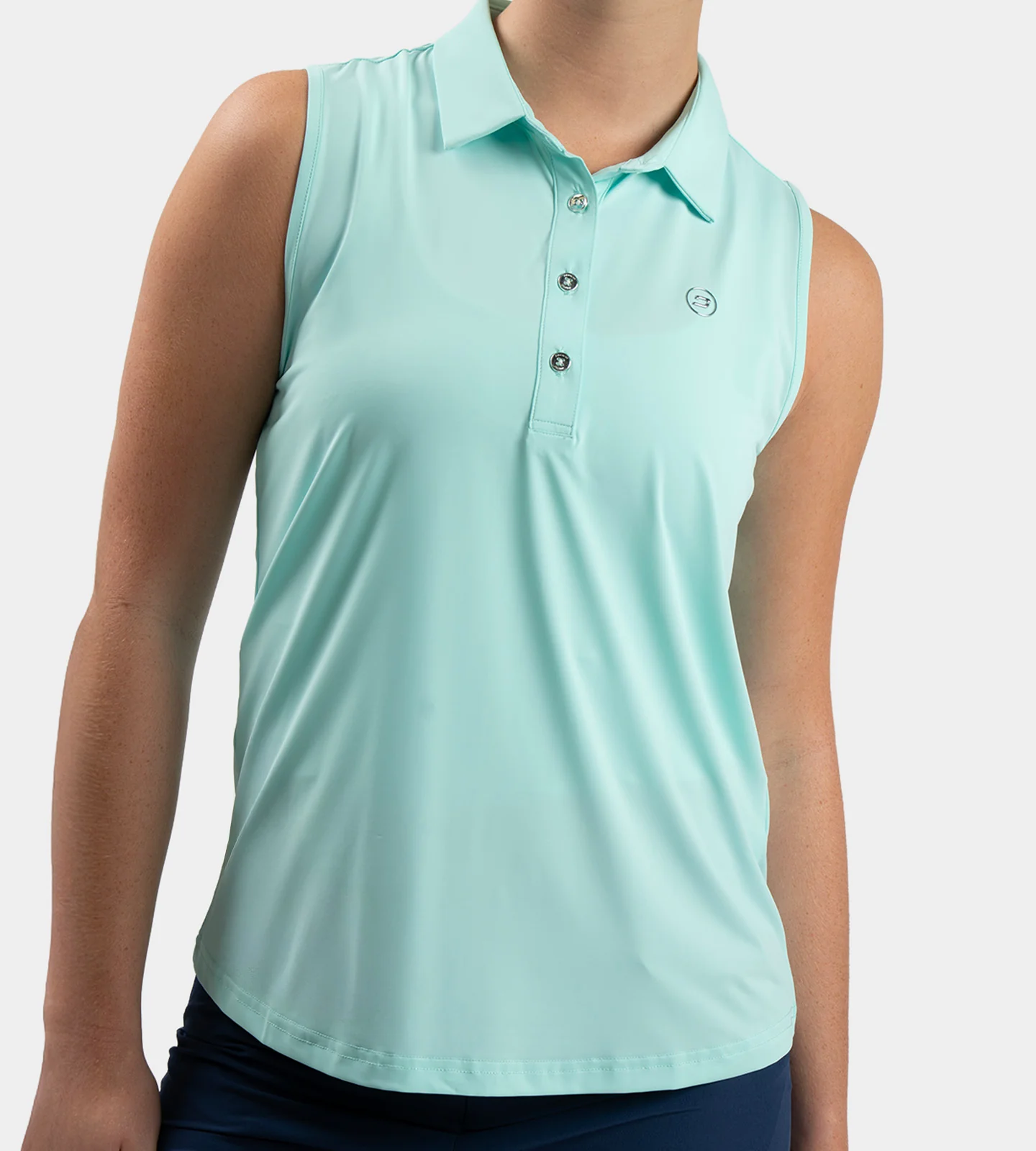 LADIES ELITE SLEEVELESS POLO - MINT - Image 2