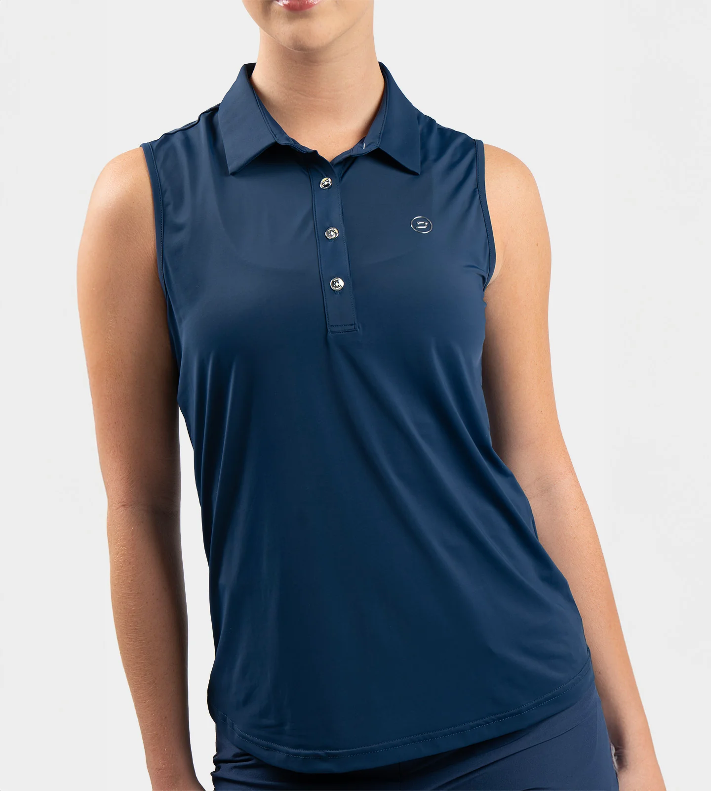 LADIES ELITE SLEEVELESS POLO - NAVY - Image 2