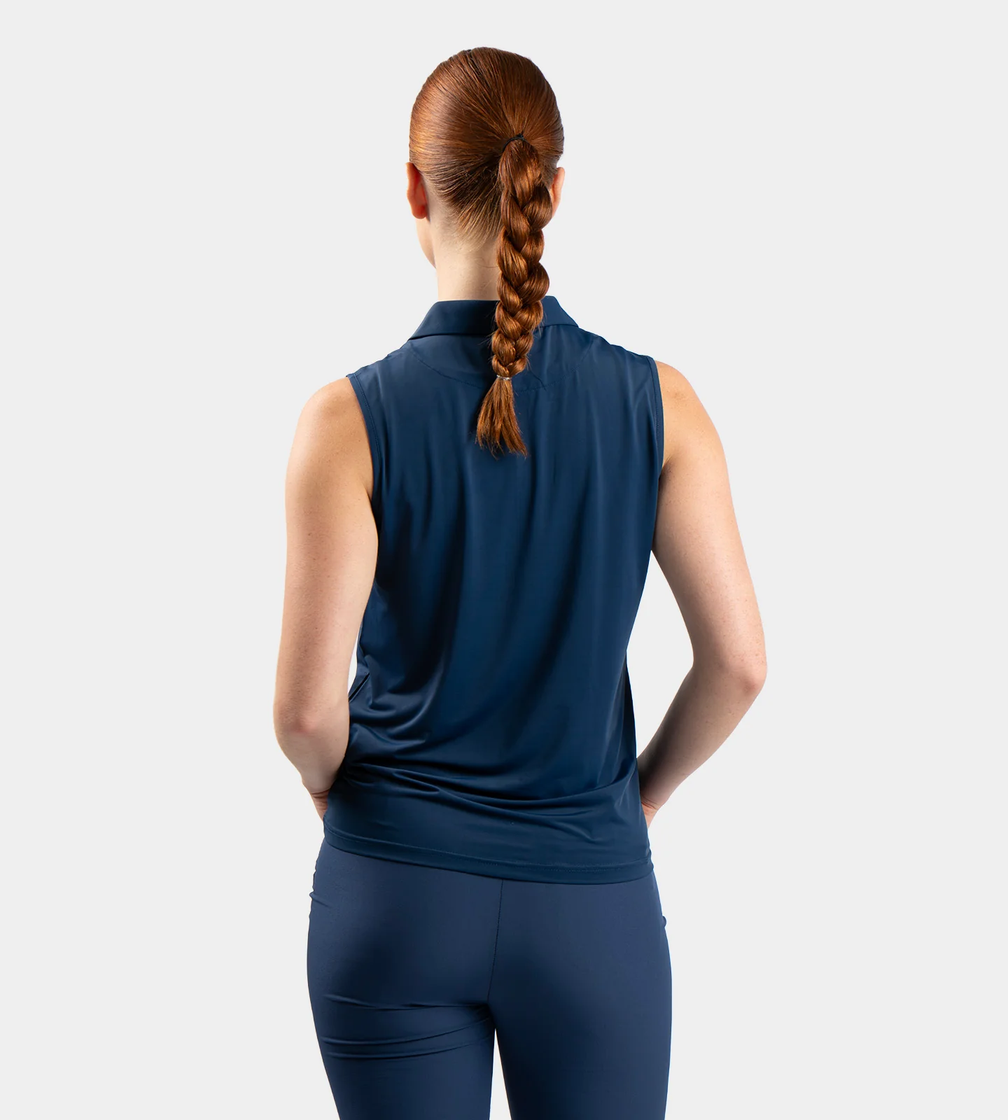LADIES ELITE SLEEVELESS POLO - NAVY - Image 3