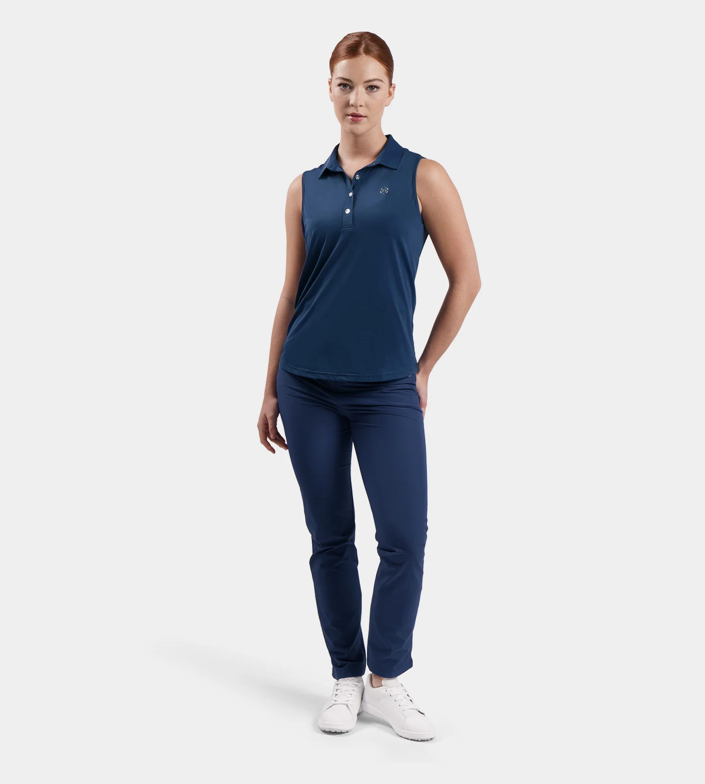 LADIES ELITE SLEEVELESS POLO - NAVY - Image 5