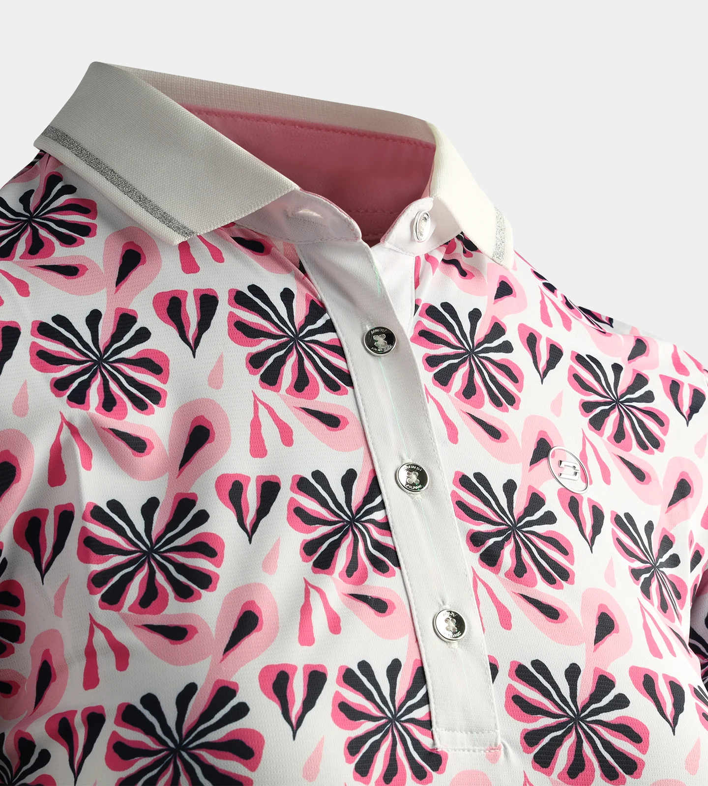 LADIES FLORAL POLO - BLUSH - Image 4