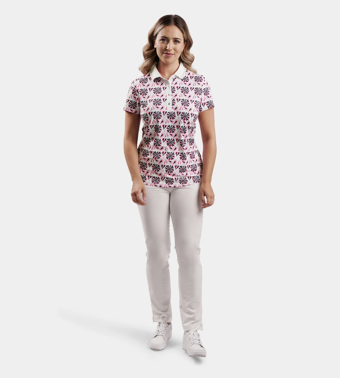 LADIES FLORAL POLO - BLUSH - Image 6
