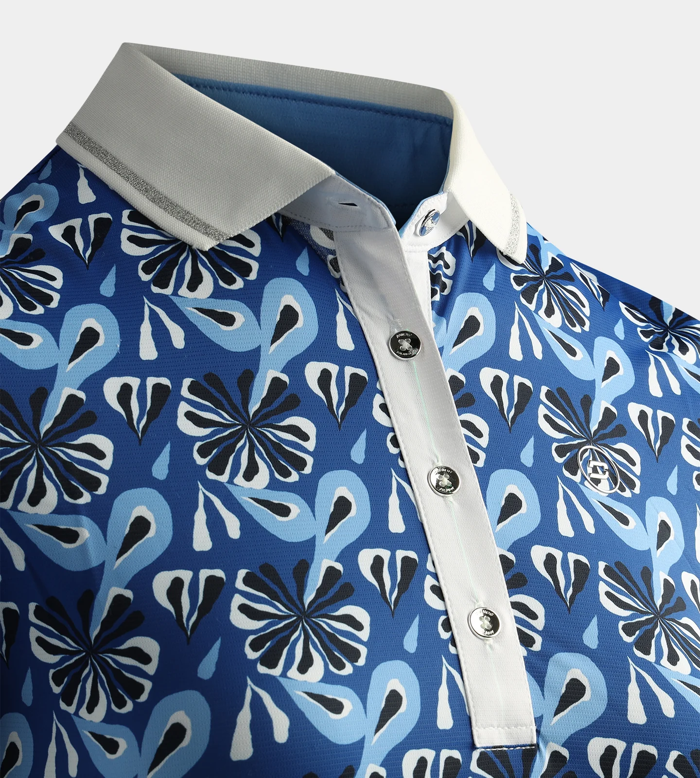 LADIES FLORAL POLO - NAVY - Image 4