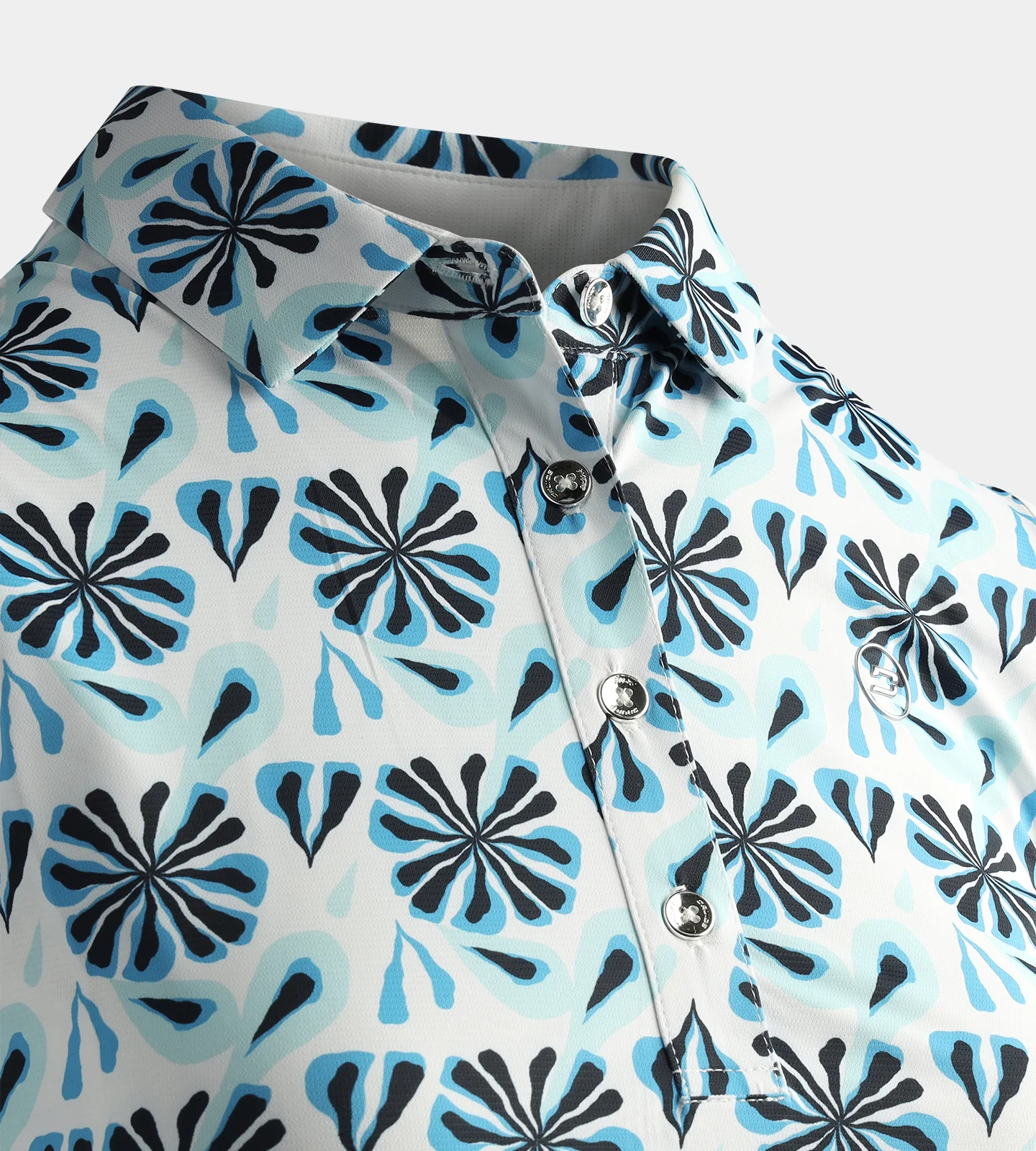 LADIES FLORAL SLEEVELESS POLO - BLUE - Image 5