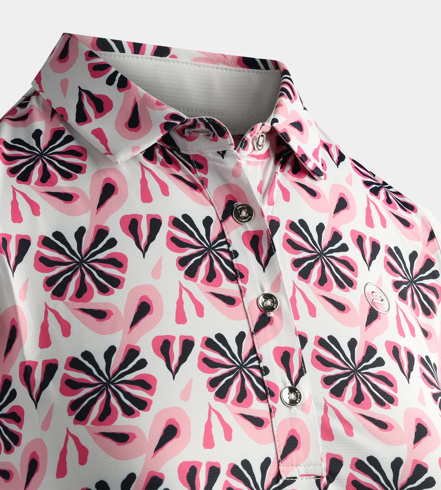 LADIES FLORAL SLEEVELESS POLO - BLUSH - Image 5