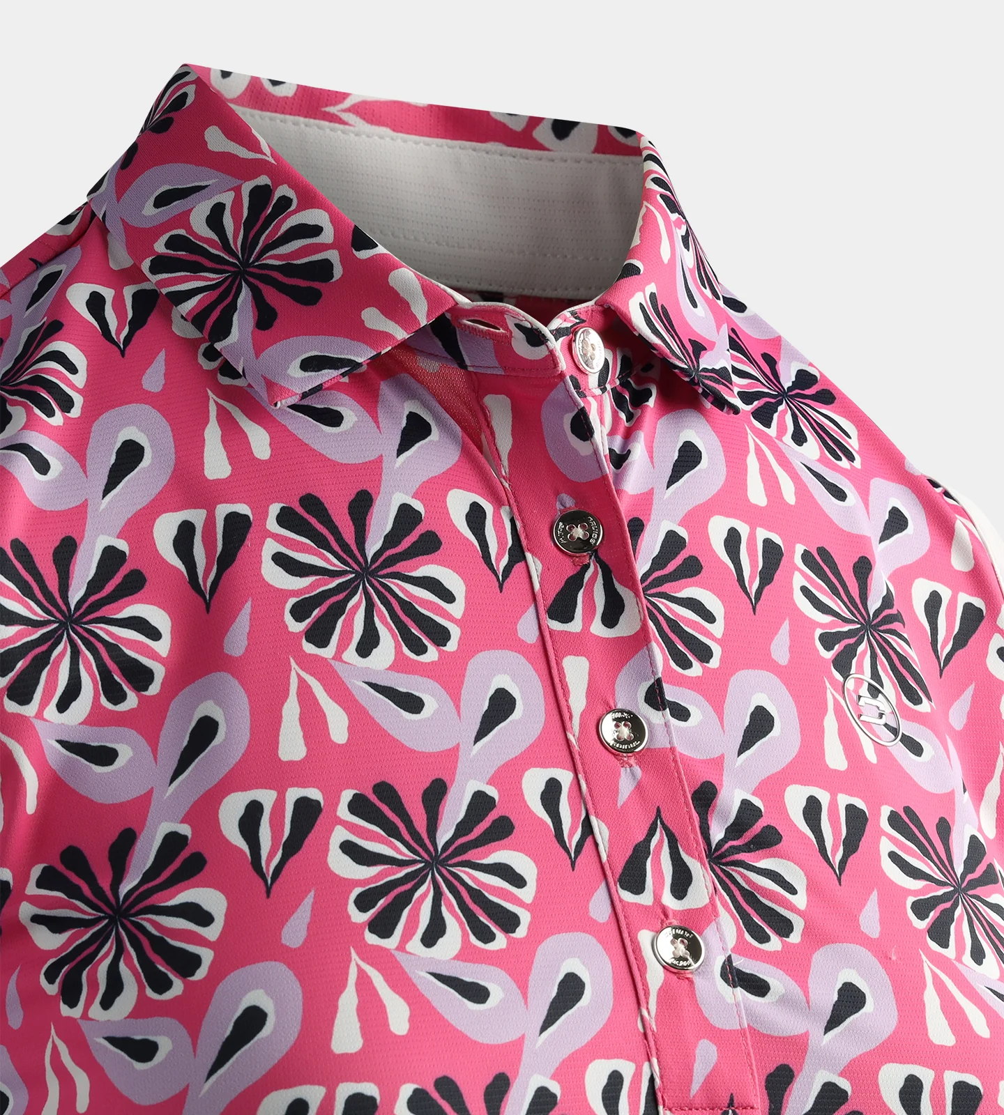 LADIES FLORAL SLEEVELESS POLO - PINK - Image 4