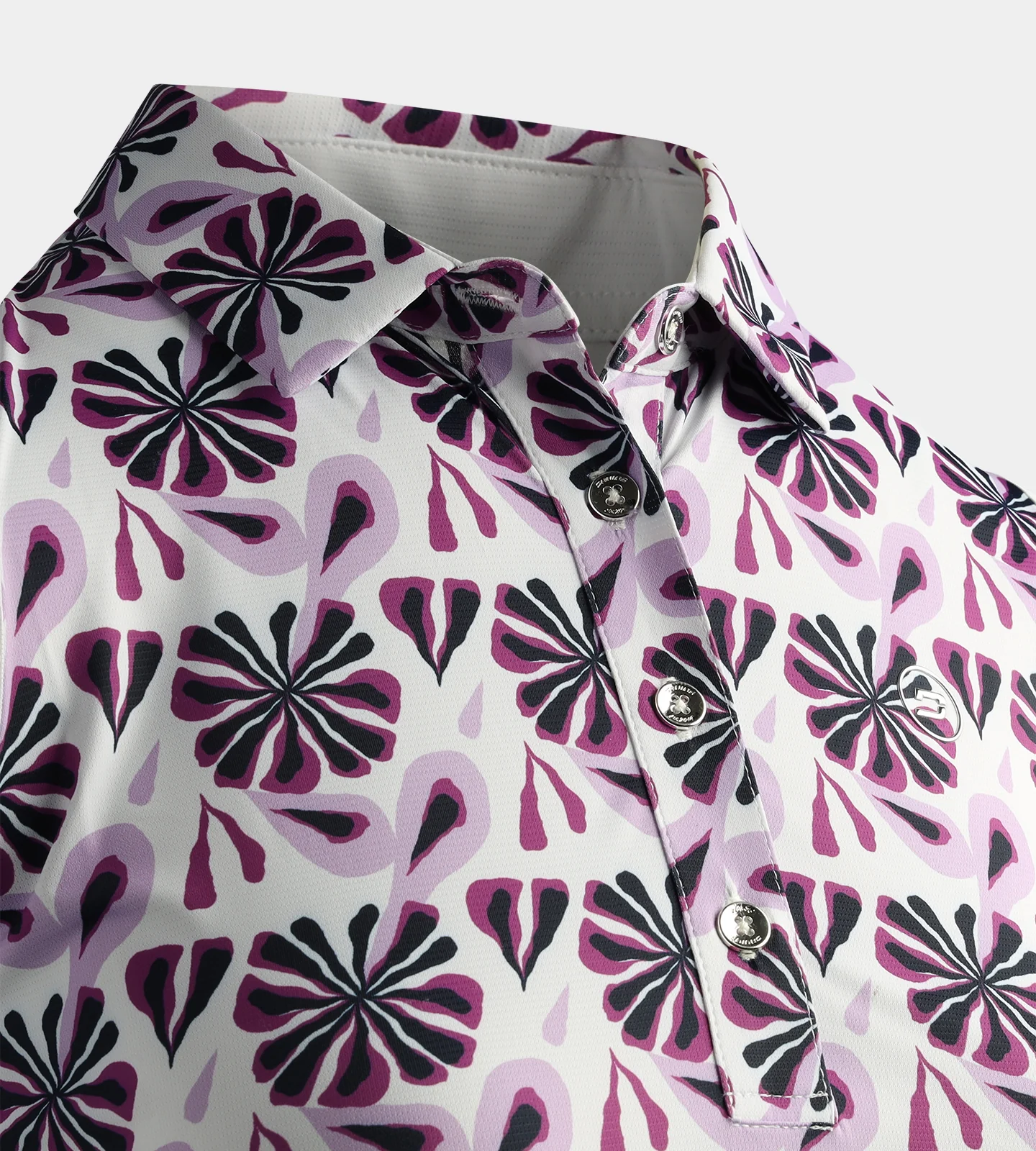 LADIES FLORAL SLEEVELESS POLO - PURPLE - Image 3