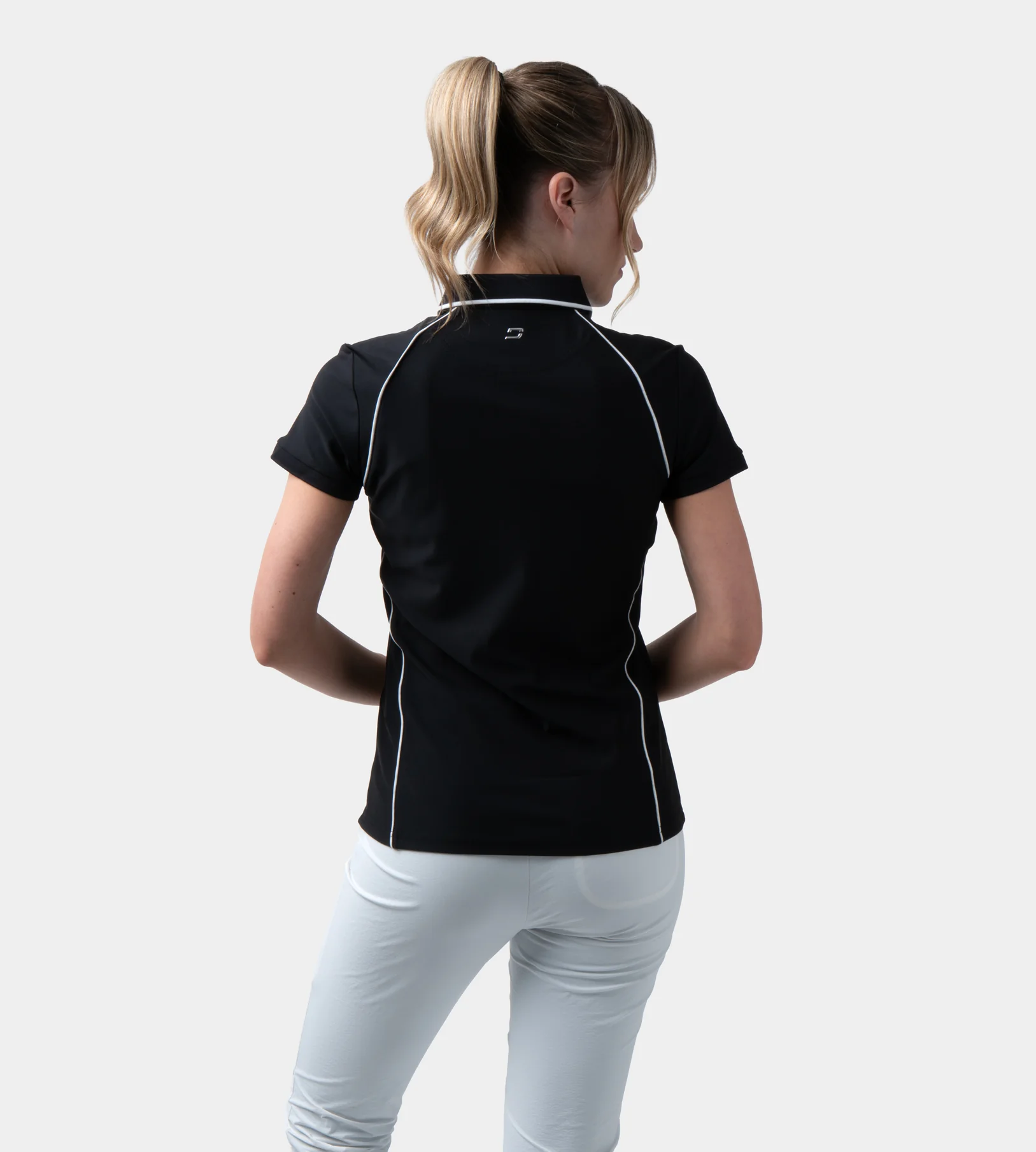 LADIES FORM POLO - BLACK - Image 3