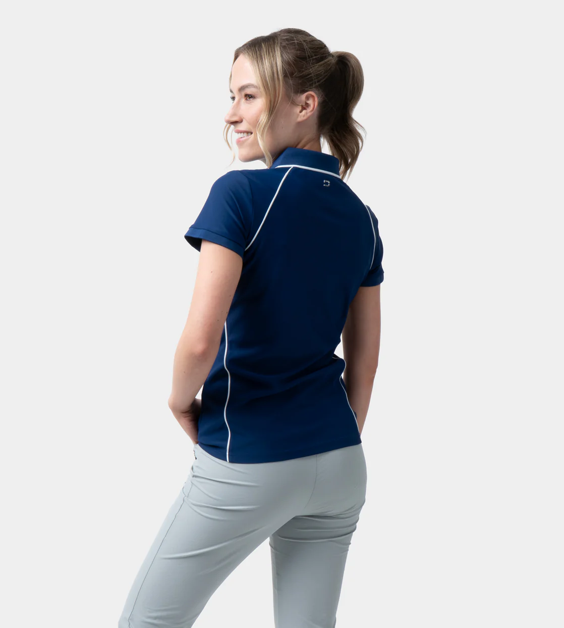 LADIES FORM POLO - NAVY - Image 3