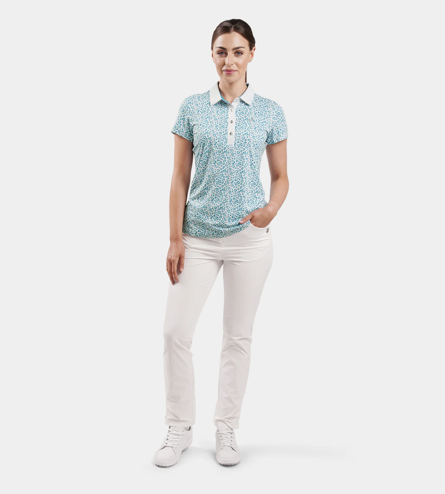 LADIES HEART POLO - TEAL - Image 6