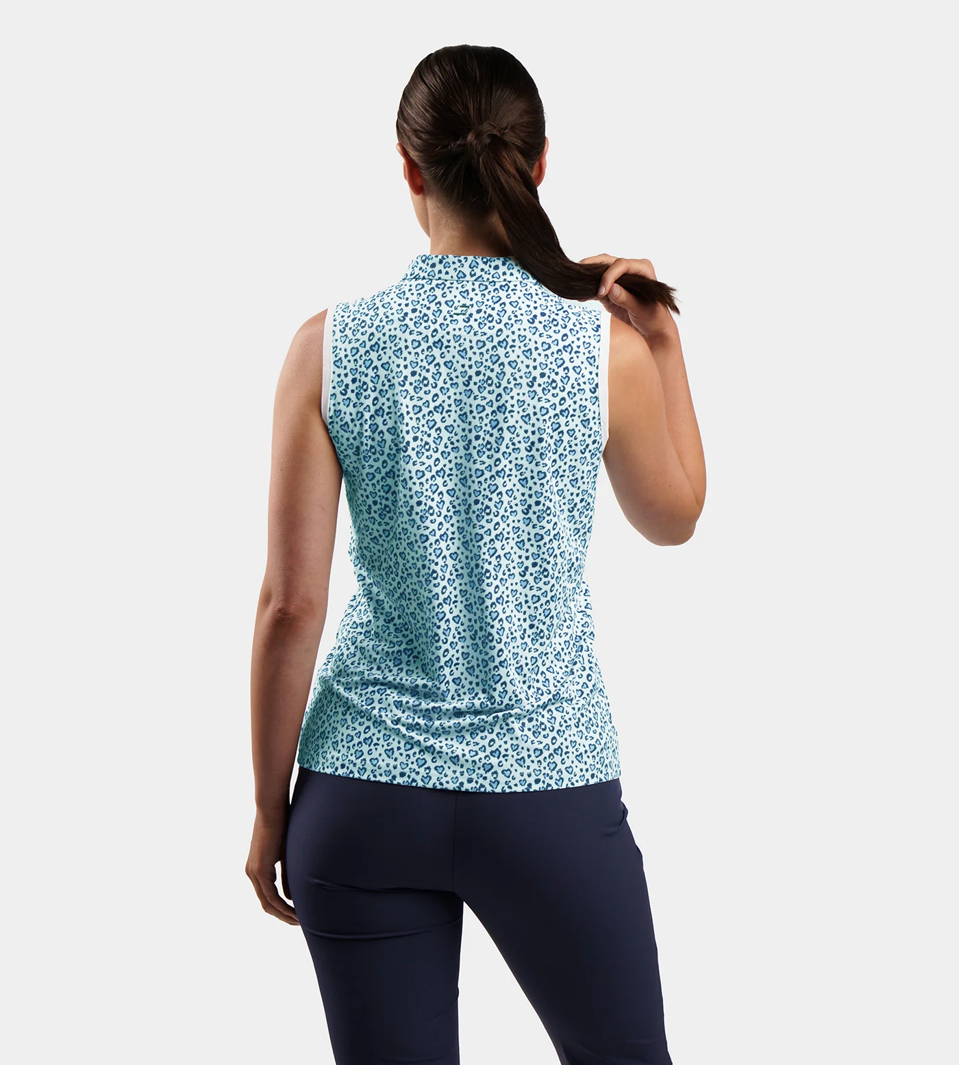 LADIES HEART SLEEVELESS POLO - BLUE - Image 3