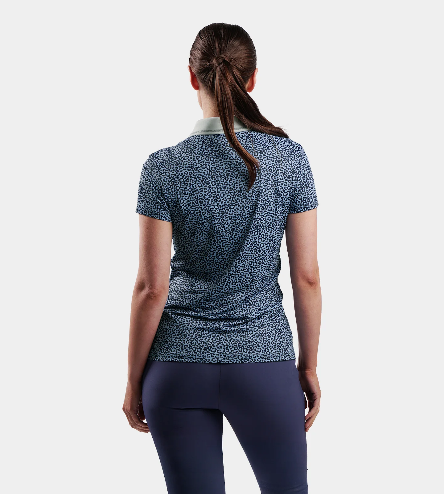 LADIES LEOPARD POLO - BLUE - Image 3
