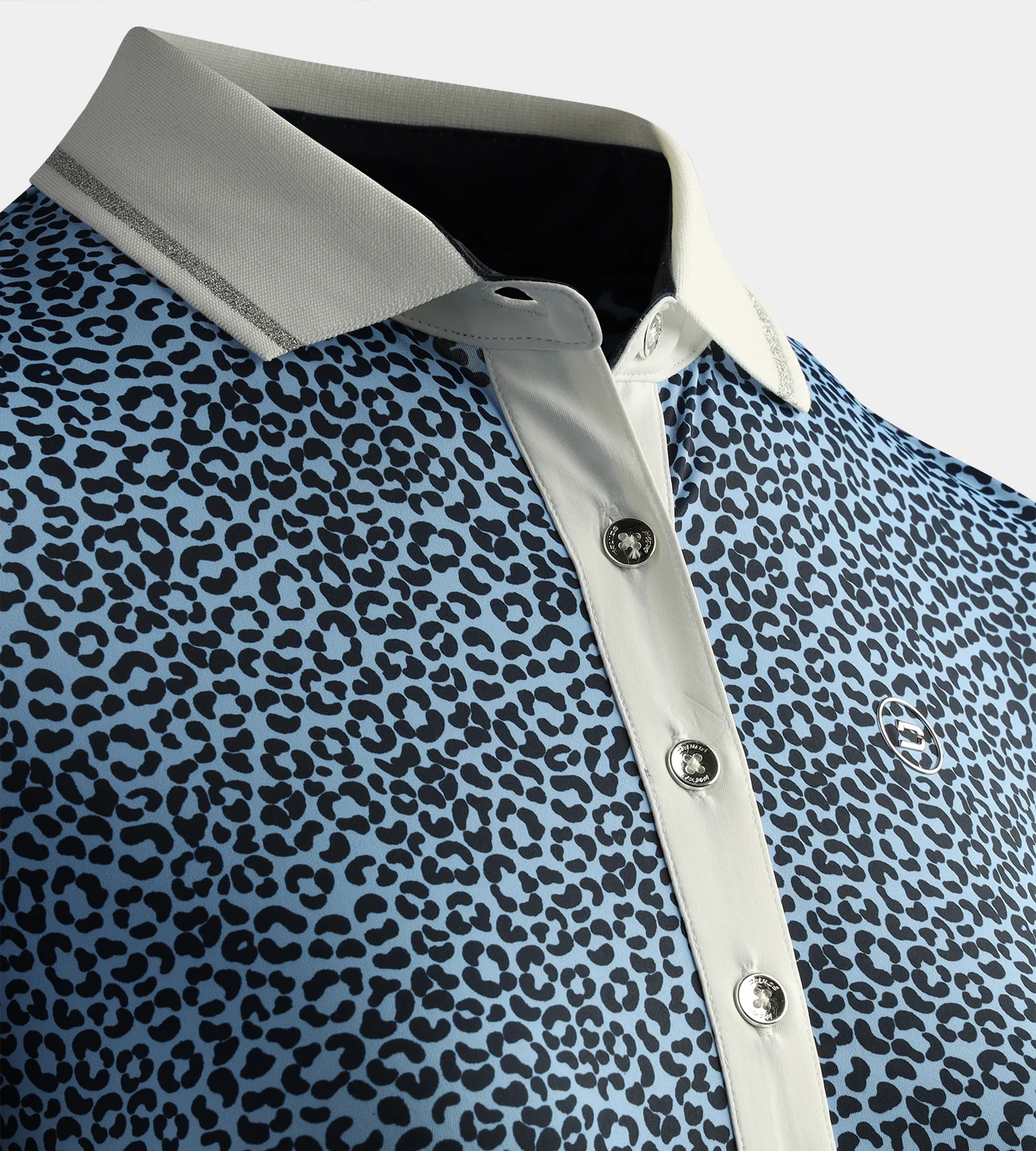 LADIES LEOPARD POLO - BLUE - Image 4
