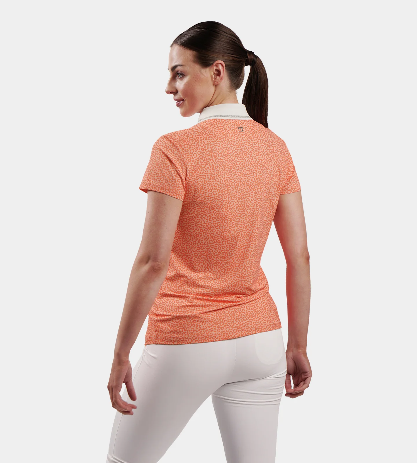 LADIES LEOPARD POLO - CORAL - Image 3