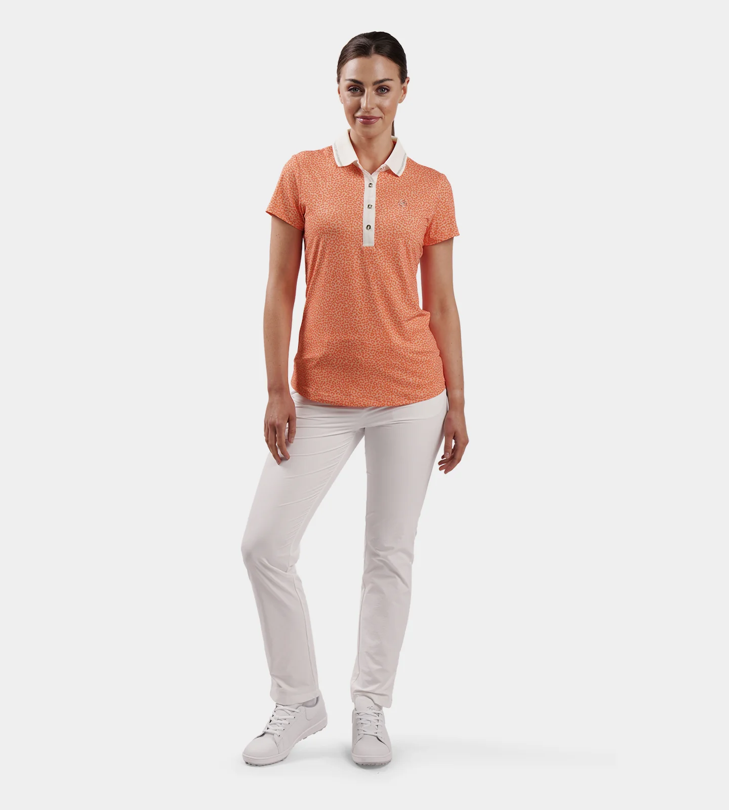 LADIES LEOPARD POLO - CORAL - Image 6
