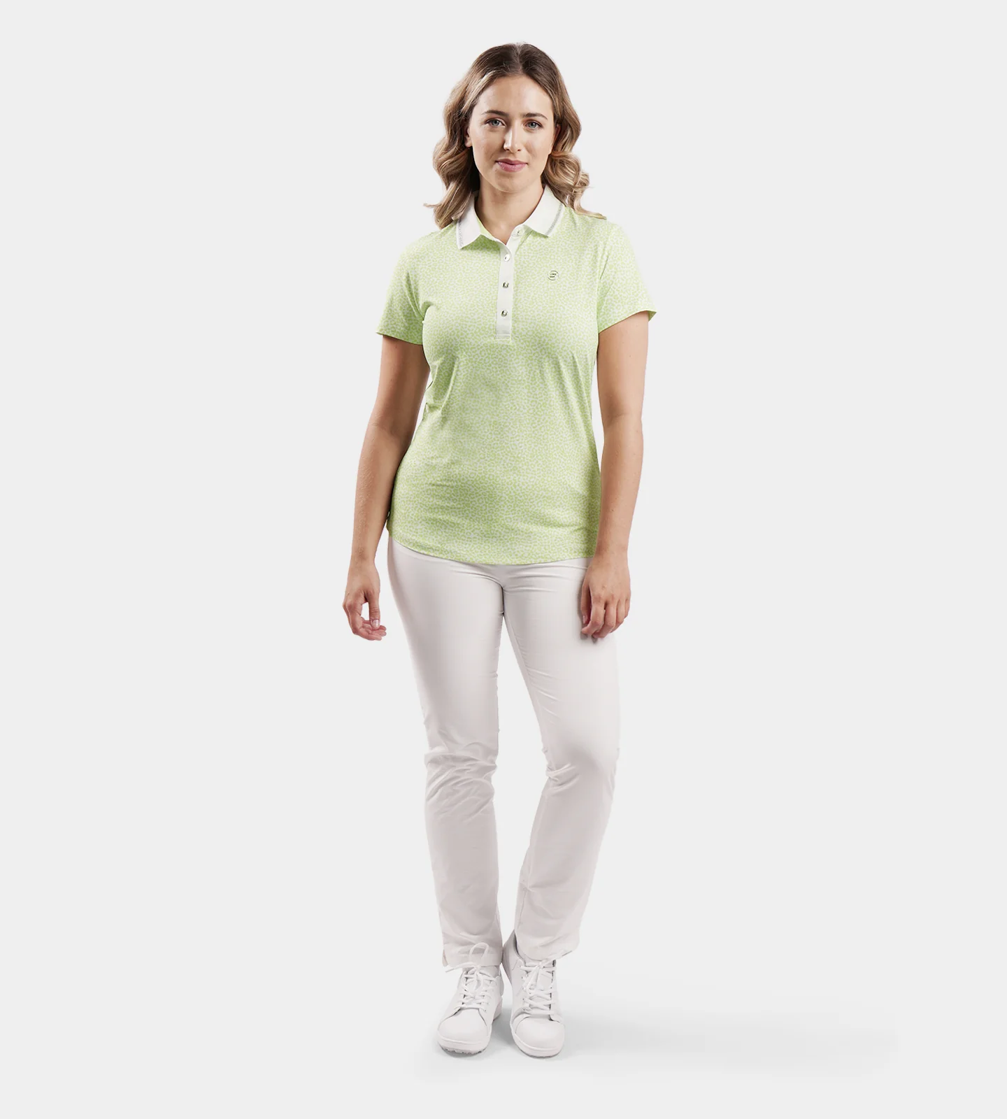 LADIES LEOPARD POLO - LIME - Image 6