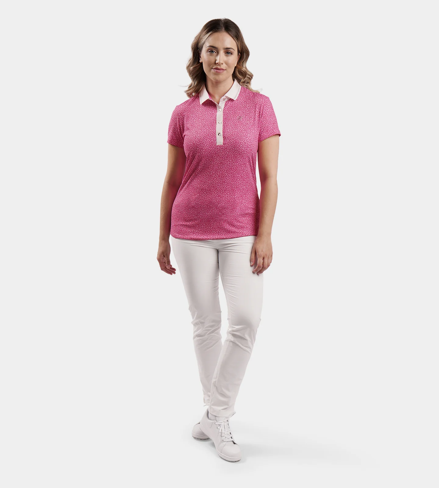 LADIES LEOPARD POLO - PINK - Image 6