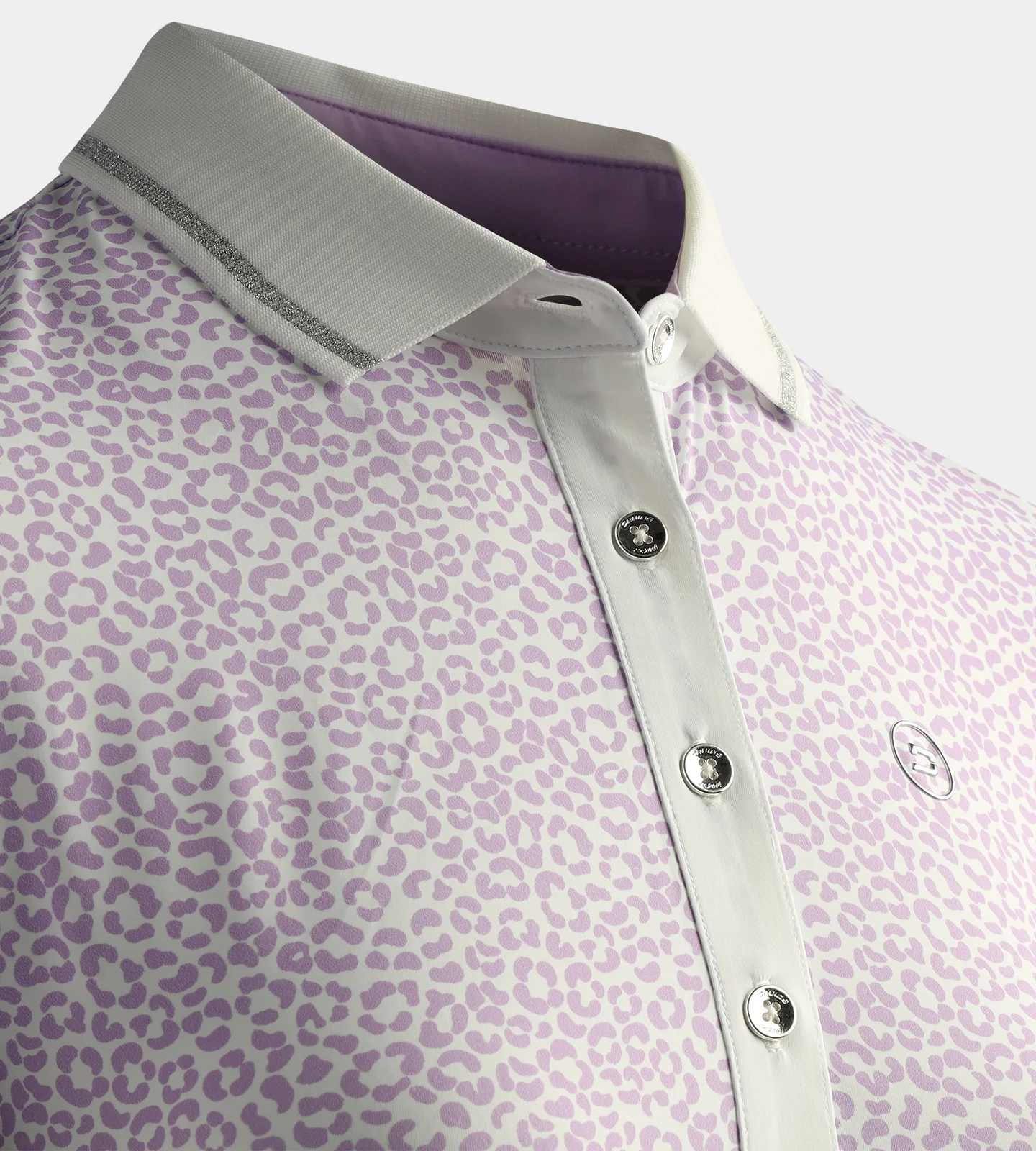LADIES LEOPARD POLO - PURPLE - Image 4