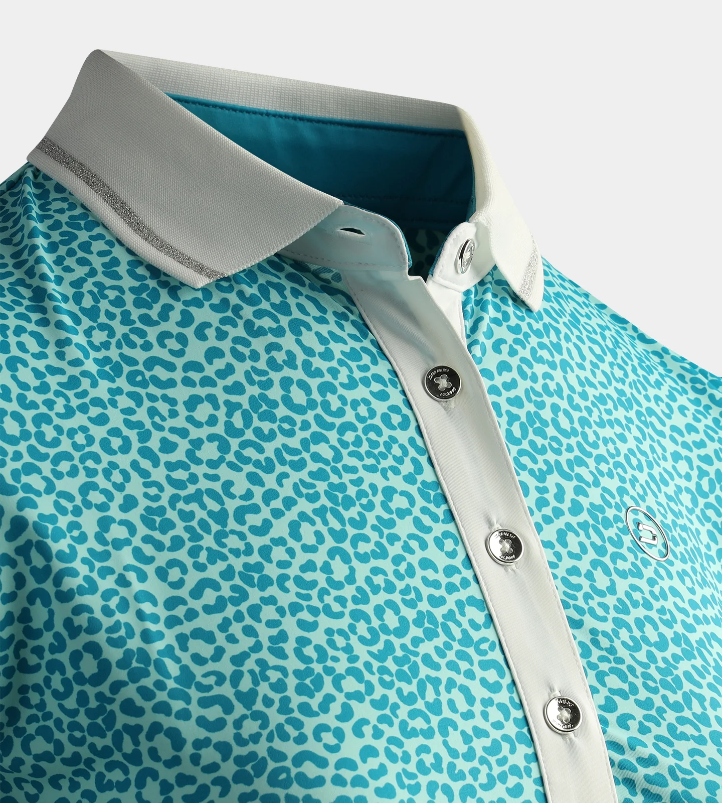 LADIES LEOPARD POLO - TEAL - Image 4