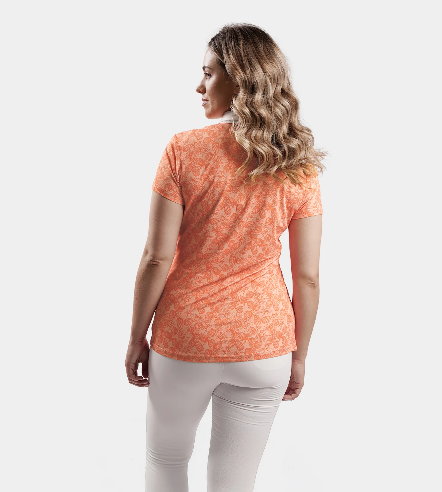 LADIES PINEAPPLE POLO - CORAL - Image 3