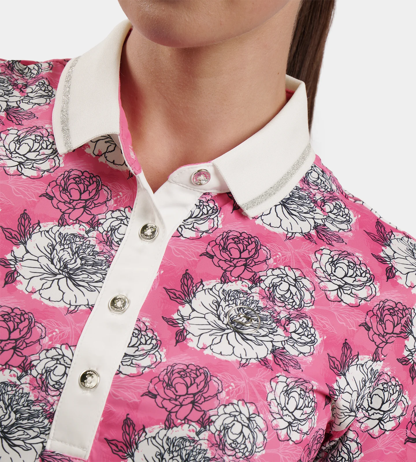 LADIES ROSES POLO - PINK - Image 2