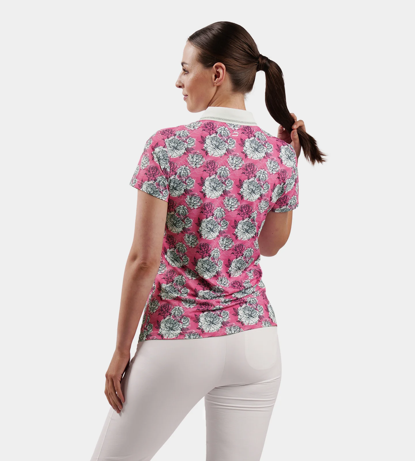 LADIES ROSES POLO - PINK - Image 3