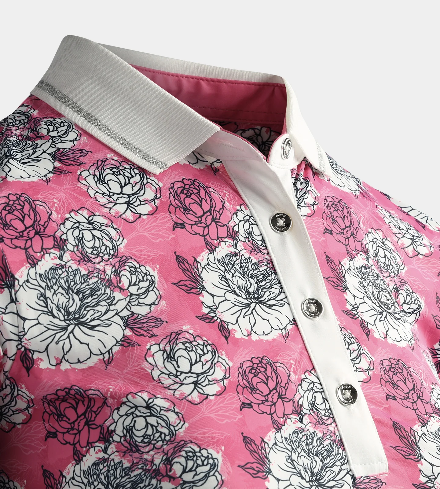 LADIES ROSES POLO - PINK - Image 4