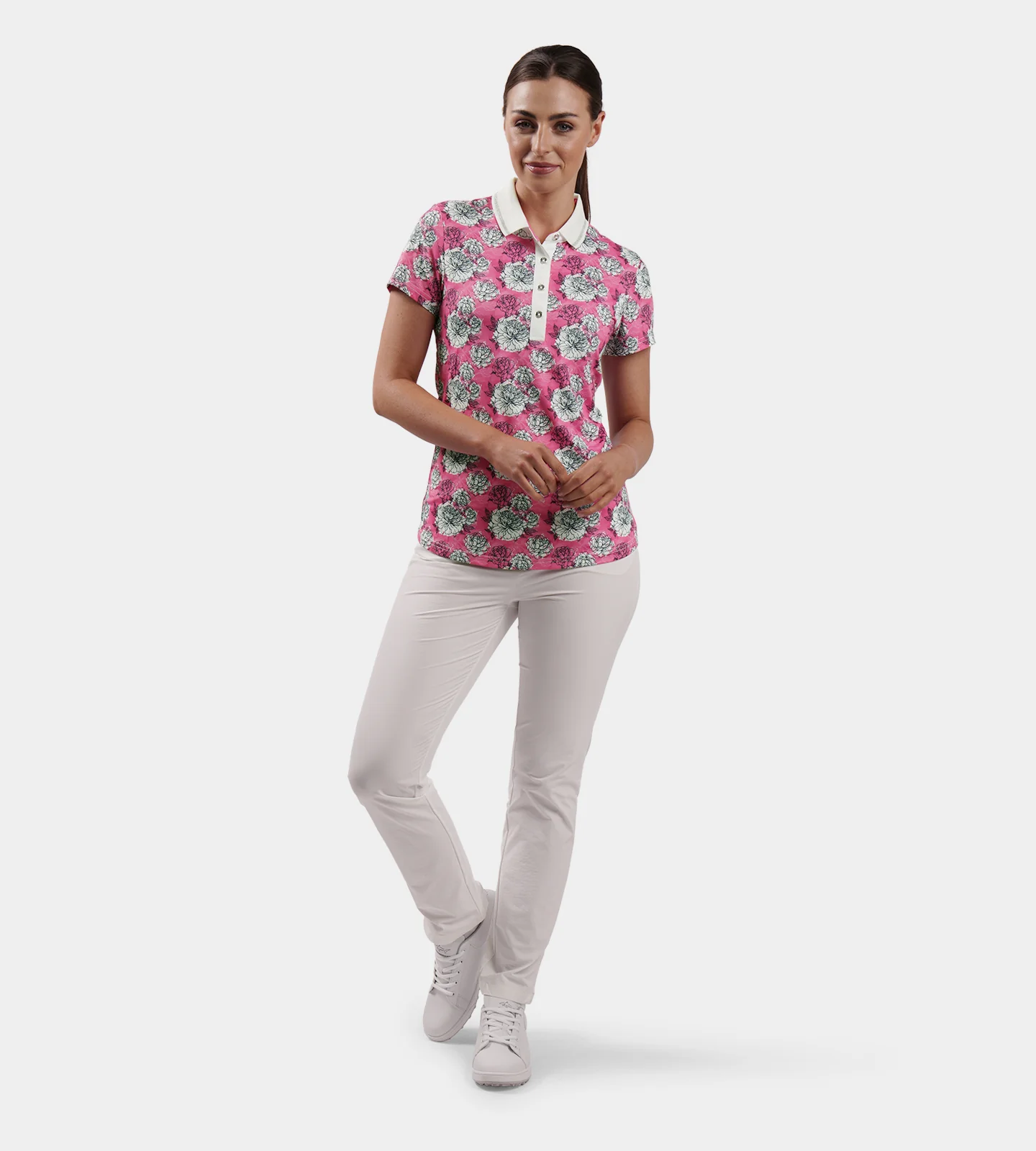LADIES ROSES POLO - PINK - Image 6