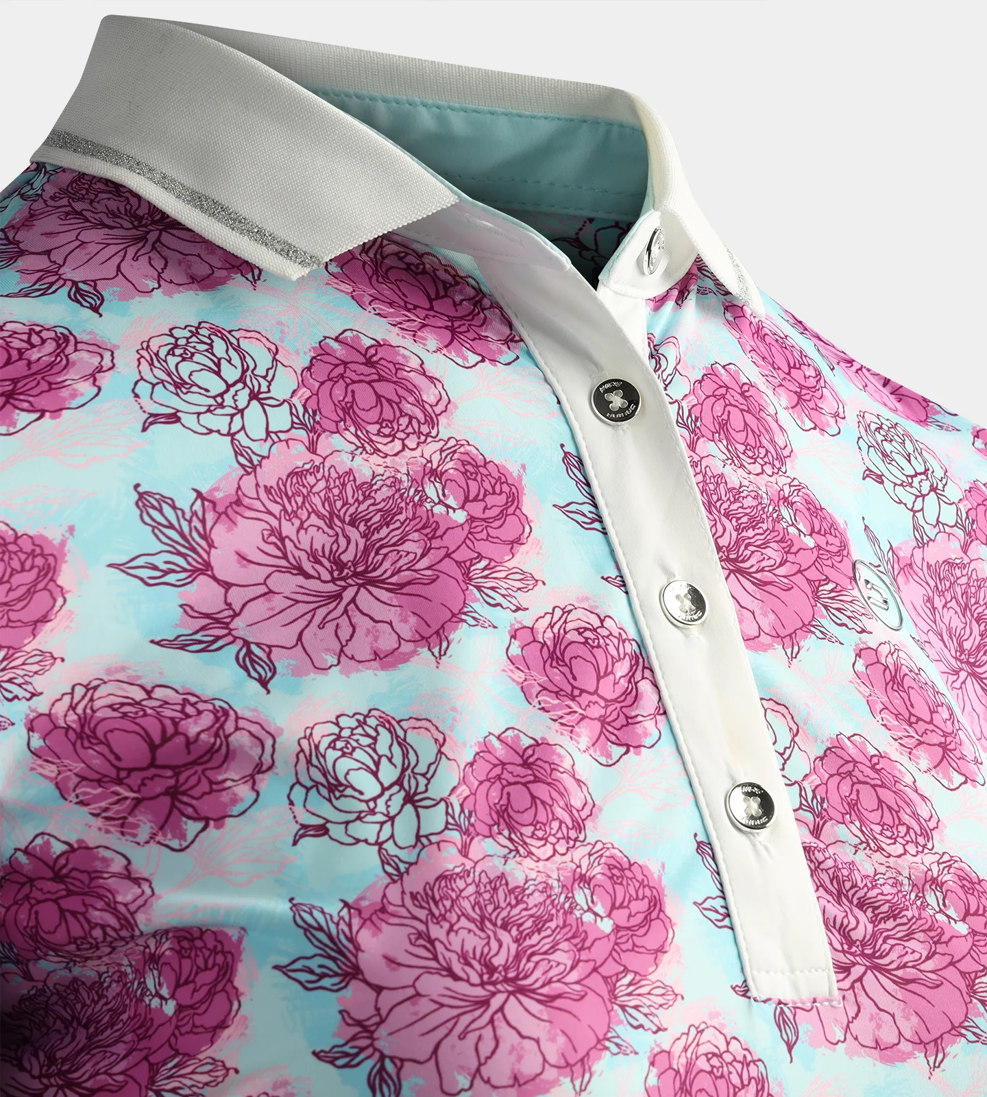LADIES ROSES POLO - TEAL - Image 4