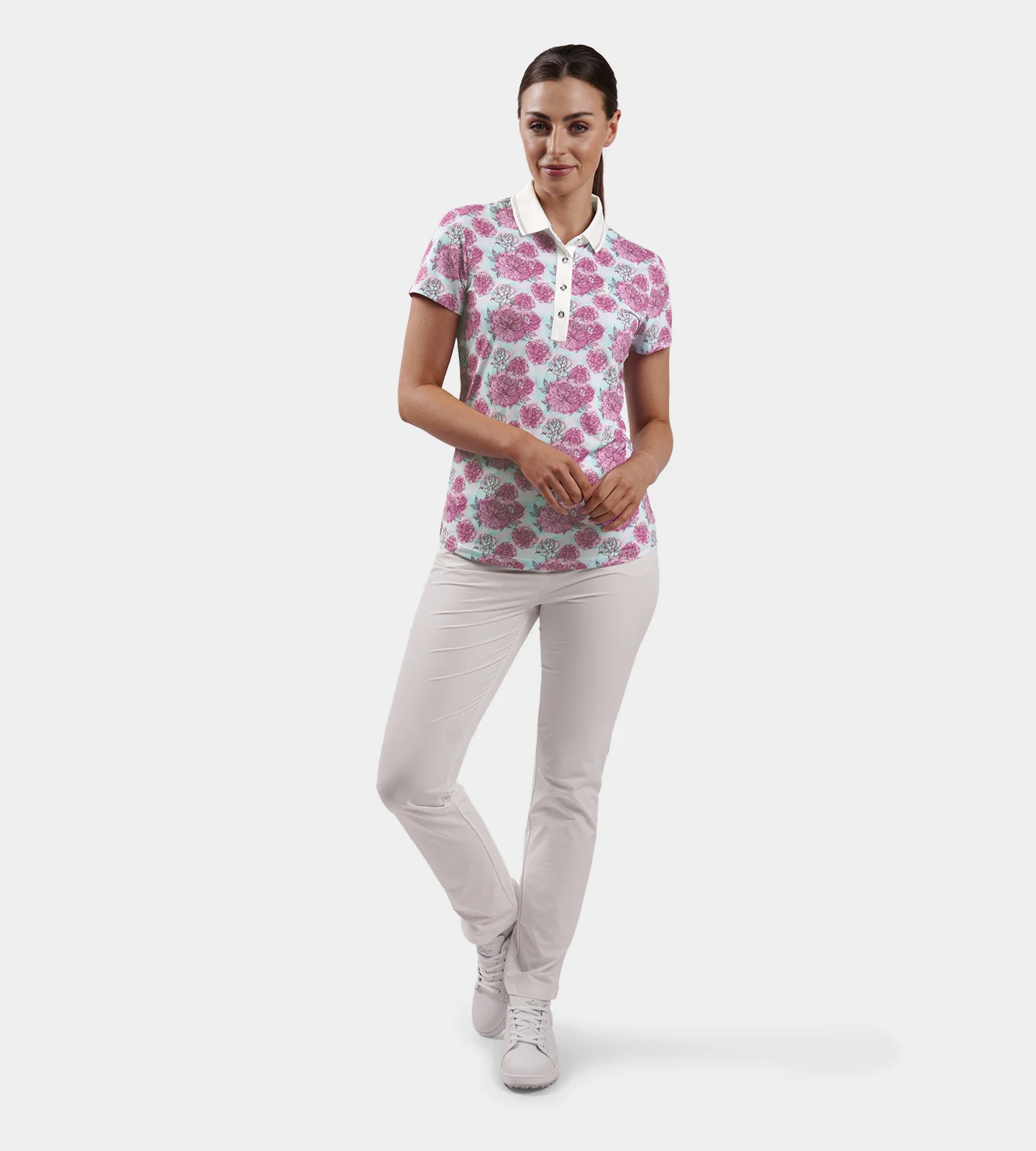 LADIES ROSES POLO - TEAL - Image 5