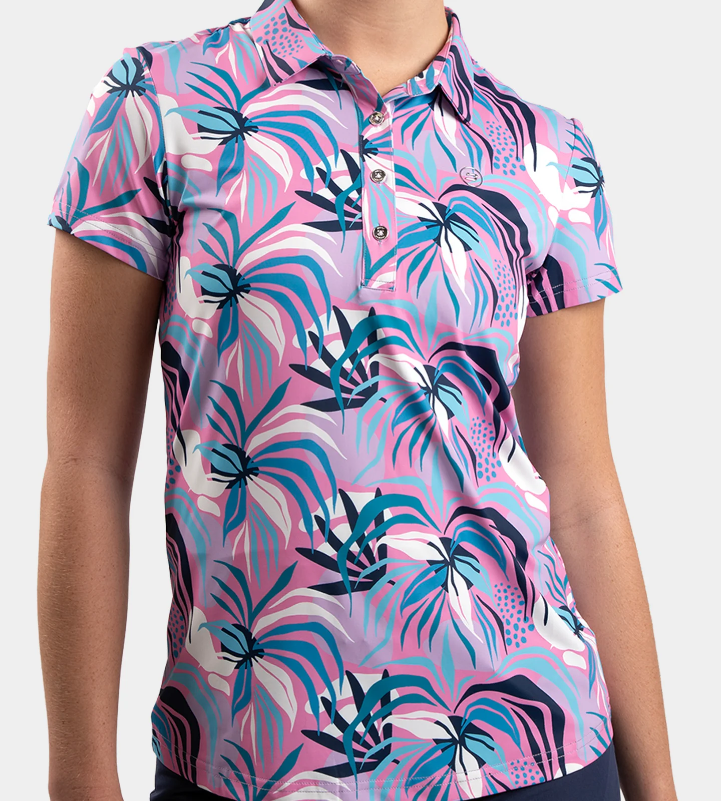 LADIES TROPIC POLO - PINK - Image 2
