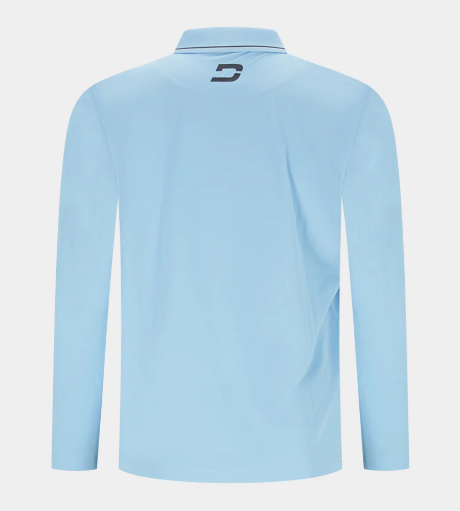 LEADER LONG SLEEVE POLO - BLUE/NAVY - Image 2