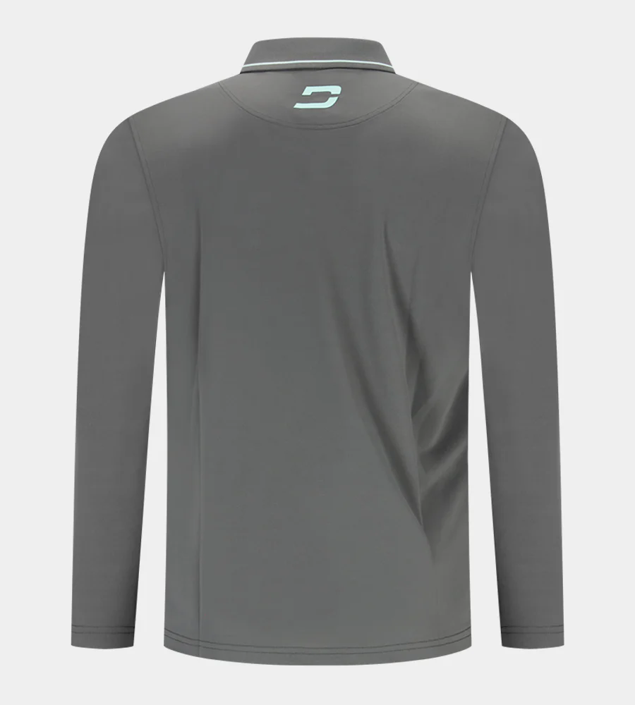 LEADER LONG SLEEVE POLO - CHARCOAL/MINT - Image 2