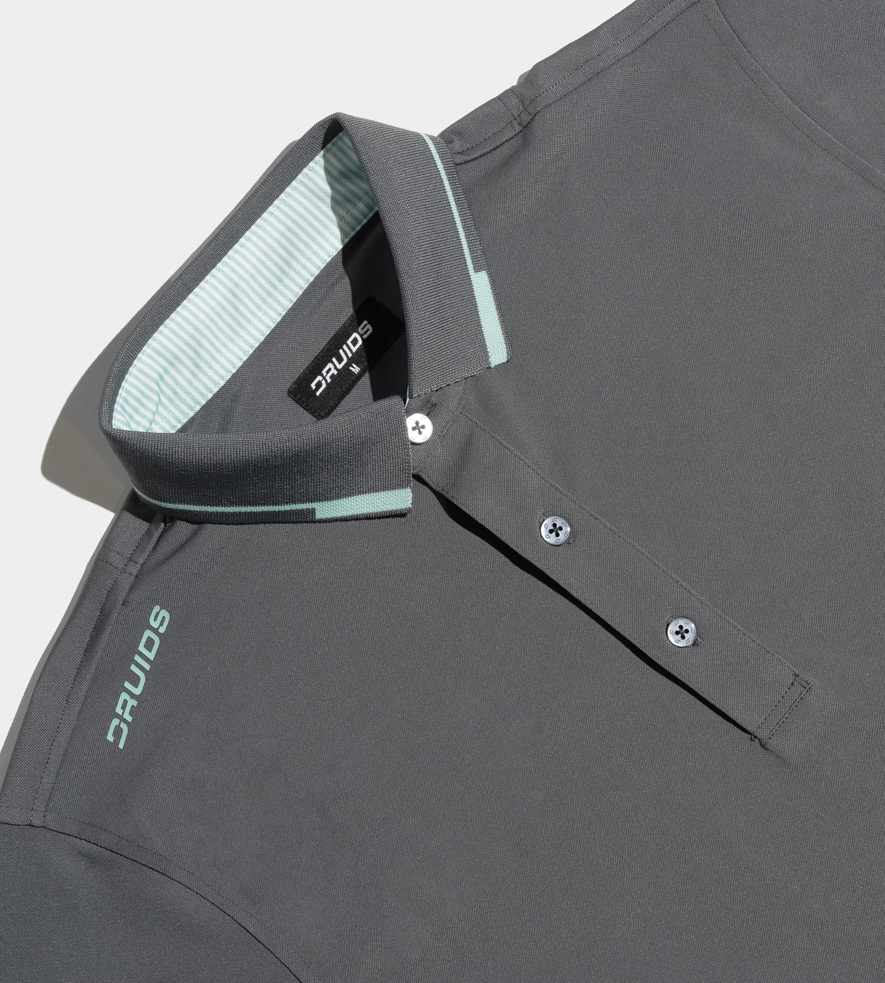 LEADER LONG SLEEVE POLO - CHARCOAL/MINT - Image 3