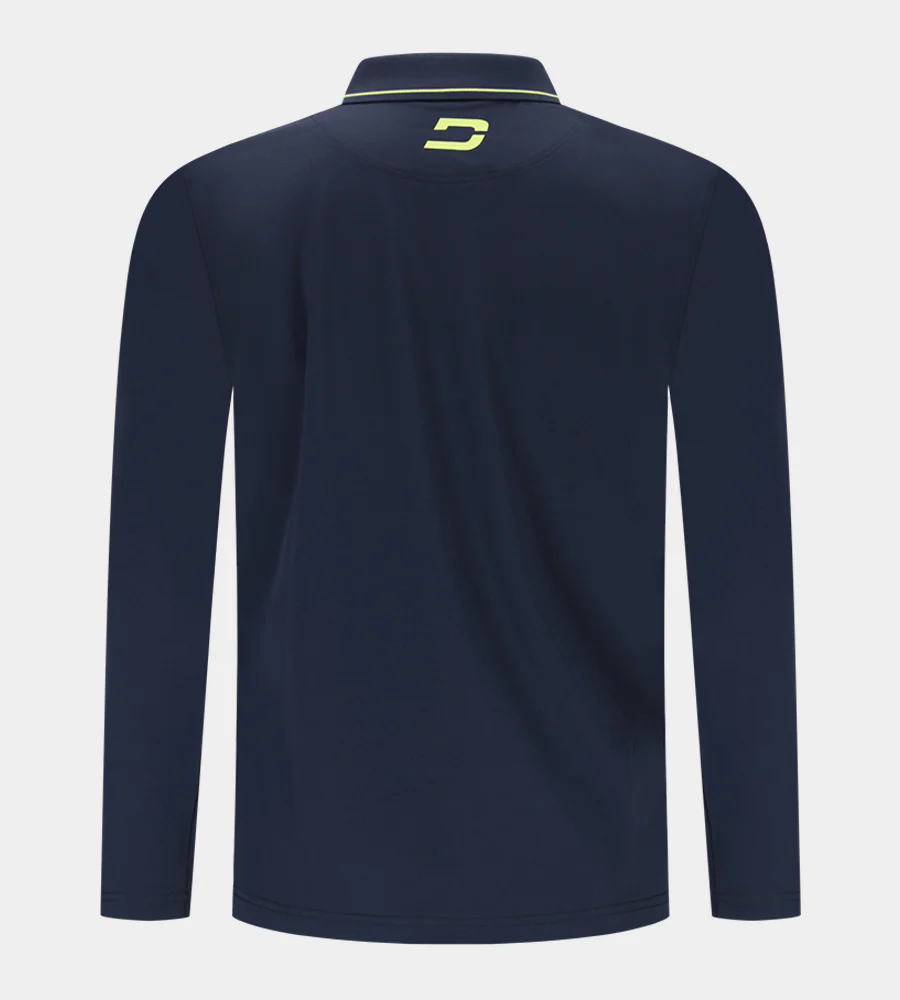 LEADER LONG SLEEVE POLO - NAVY/LIME - Image 2