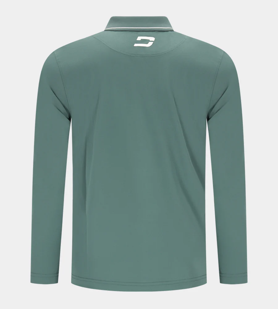 LEADER LONG SLEEVE POLO - SAGE/WHITE - Image 2
