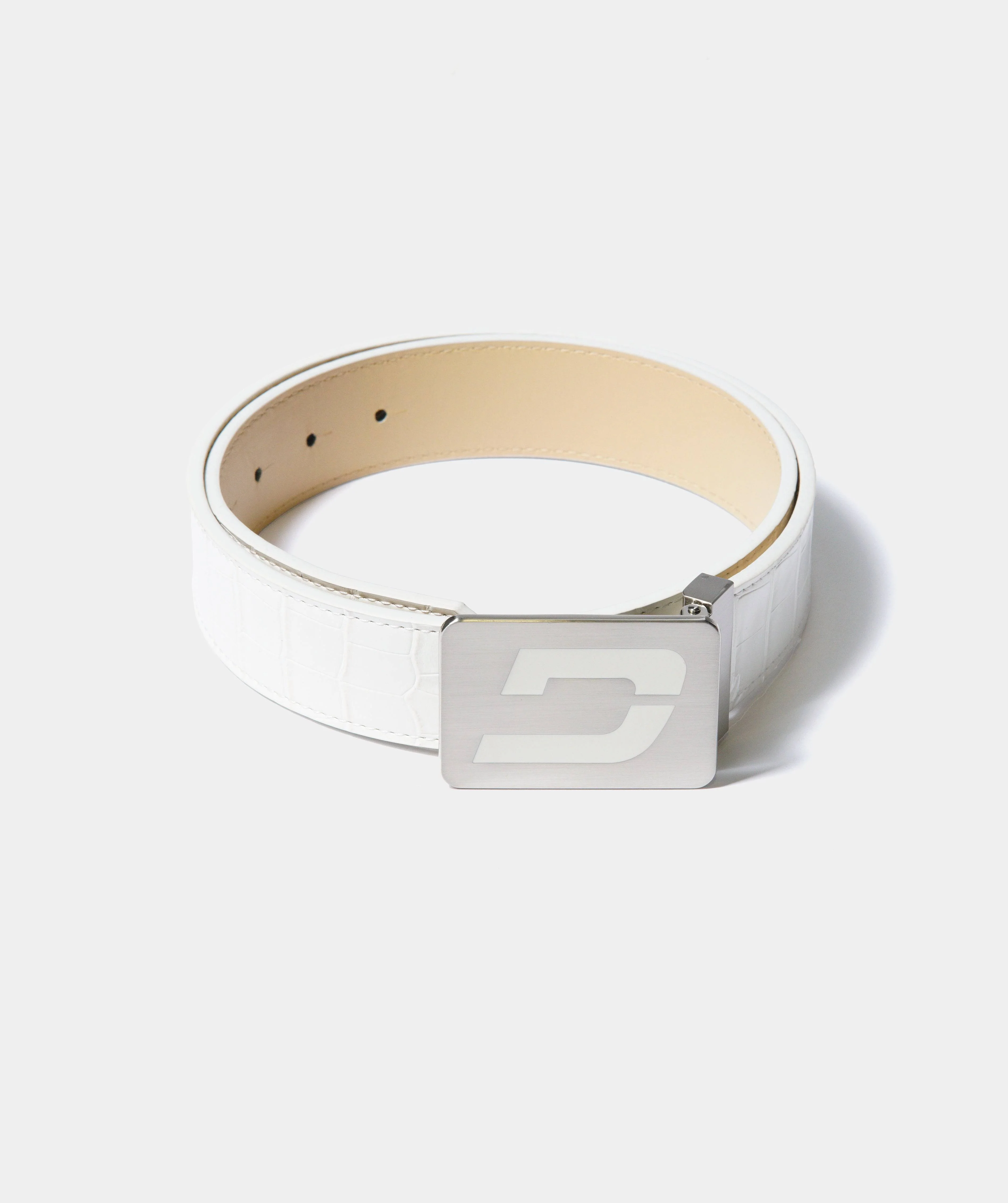 MEN'S CROC GOLF LEATHER BELT - WHITE (ONE SIZE FITS ALL) - Image 2