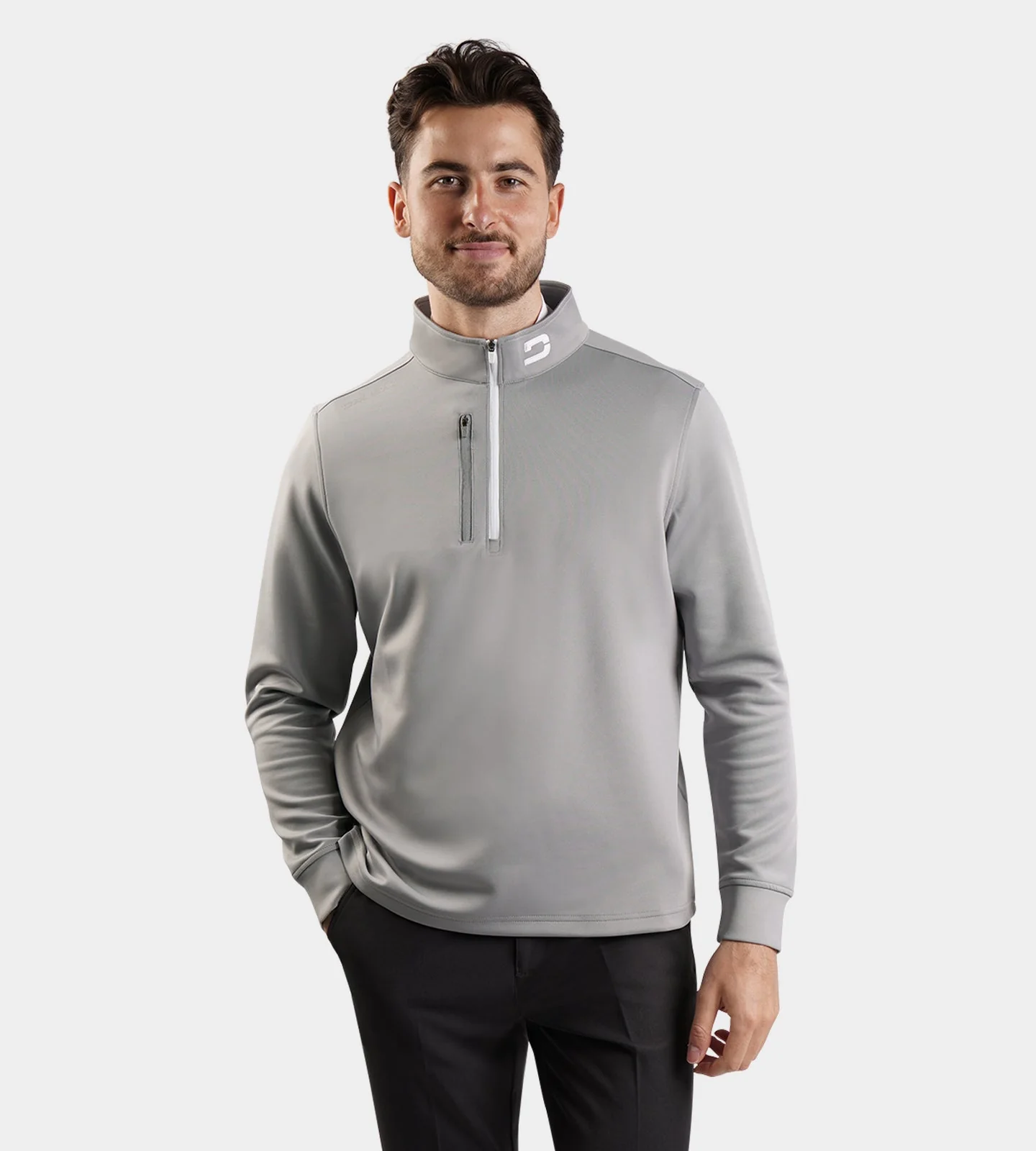 MEN'S ULTRA BLEND GOLF MIDLAYER 1/4 ZIP - LIGHT GREY - Image 3