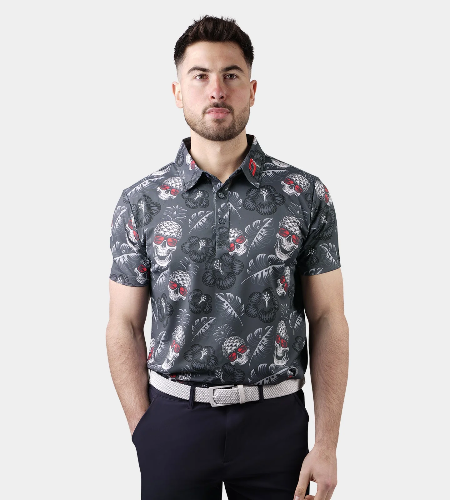 PINEAPPLE SKULLZ POLO - BLACK / PINK - Image 3