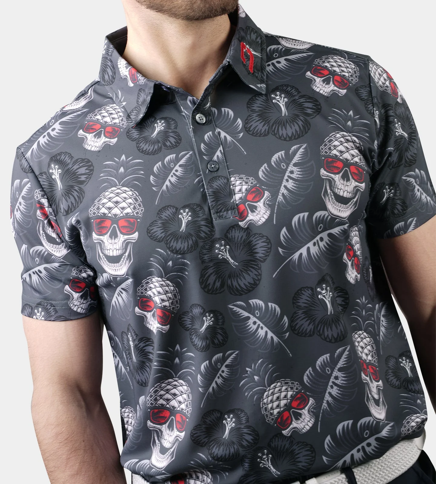 PINEAPPLE SKULLZ POLO - BLACK / PINK - Image 5