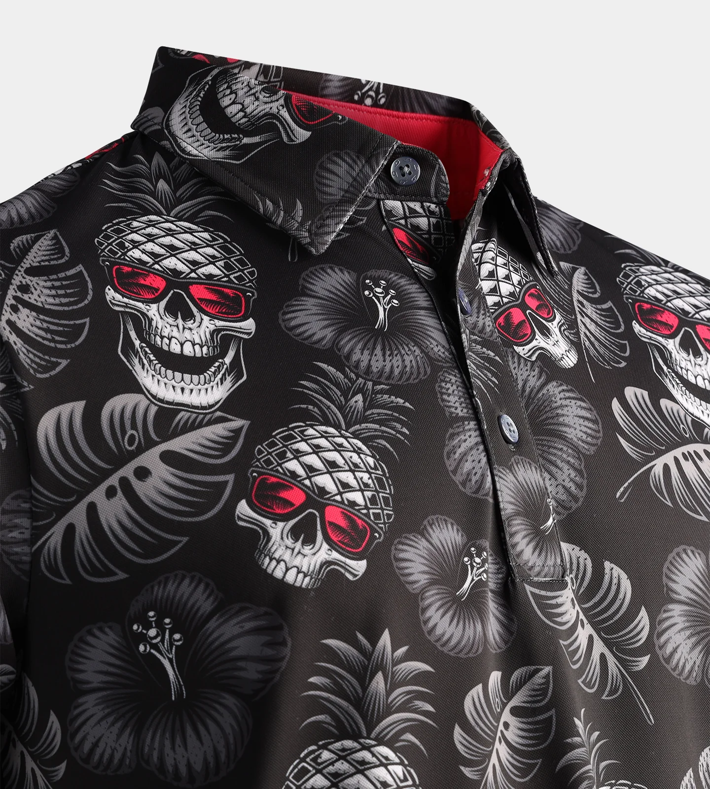PINEAPPLE SKULLZ POLO - BLACK / PINK - Image 6