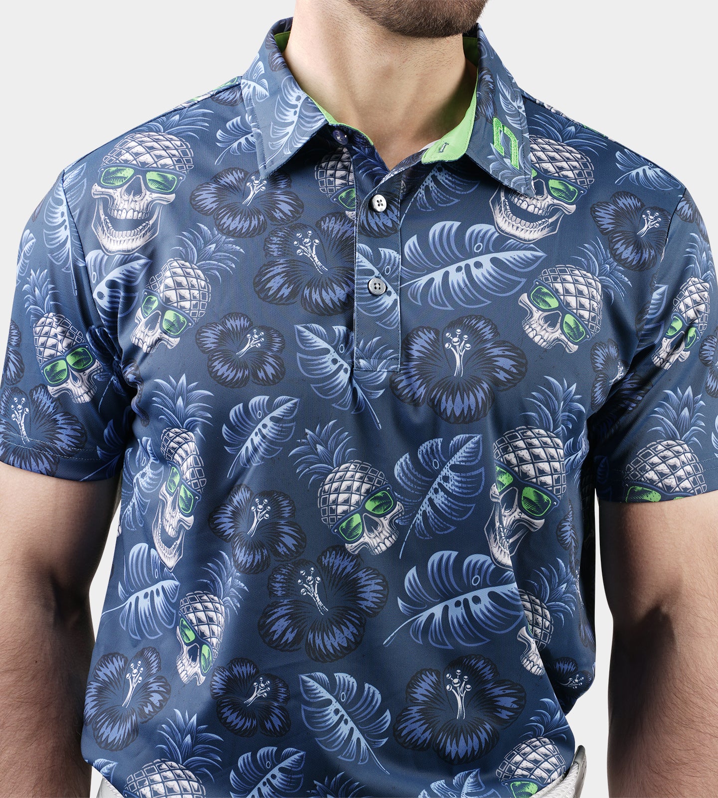 PINEAPPLE SKULLZ POLO - NAVY / LIME - Image 5