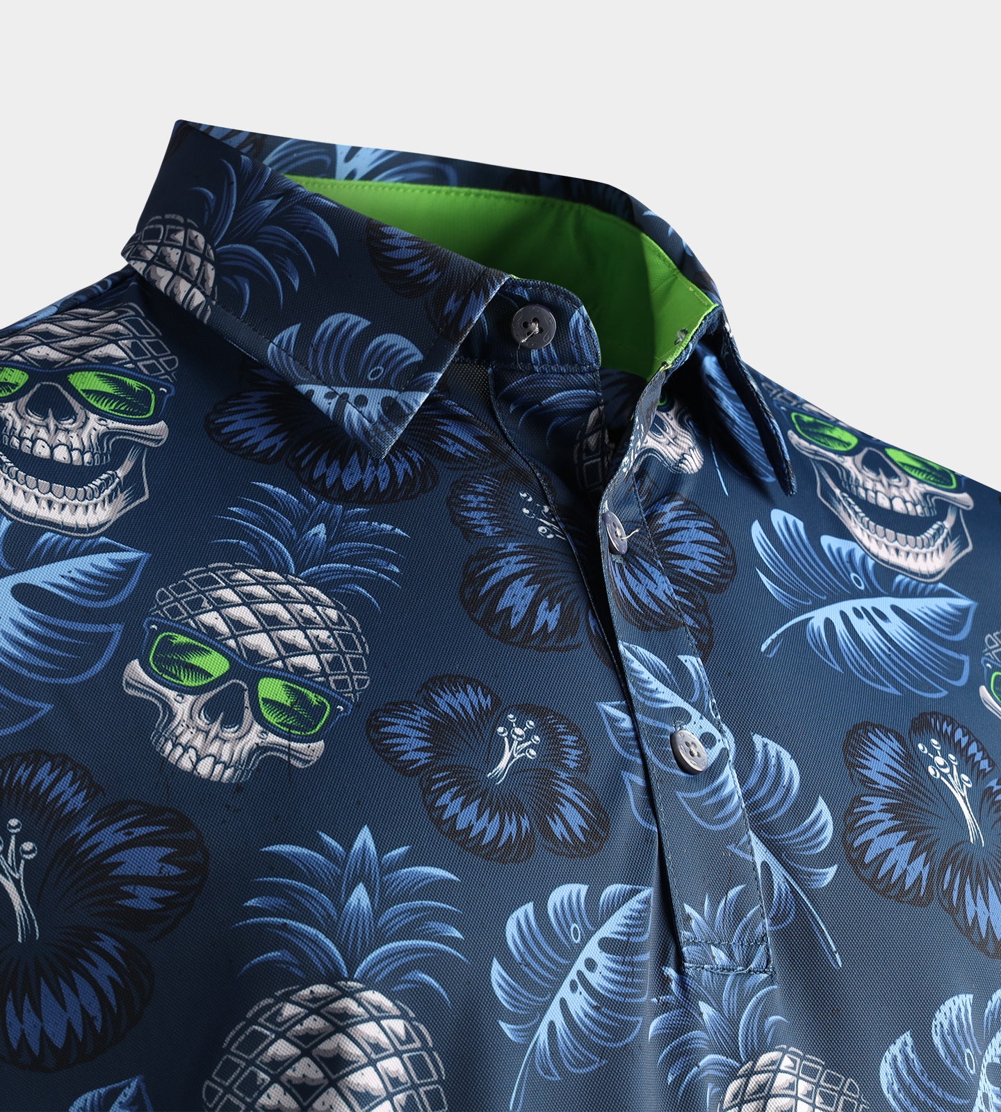 PINEAPPLE SKULLZ POLO - NAVY / LIME - Image 7