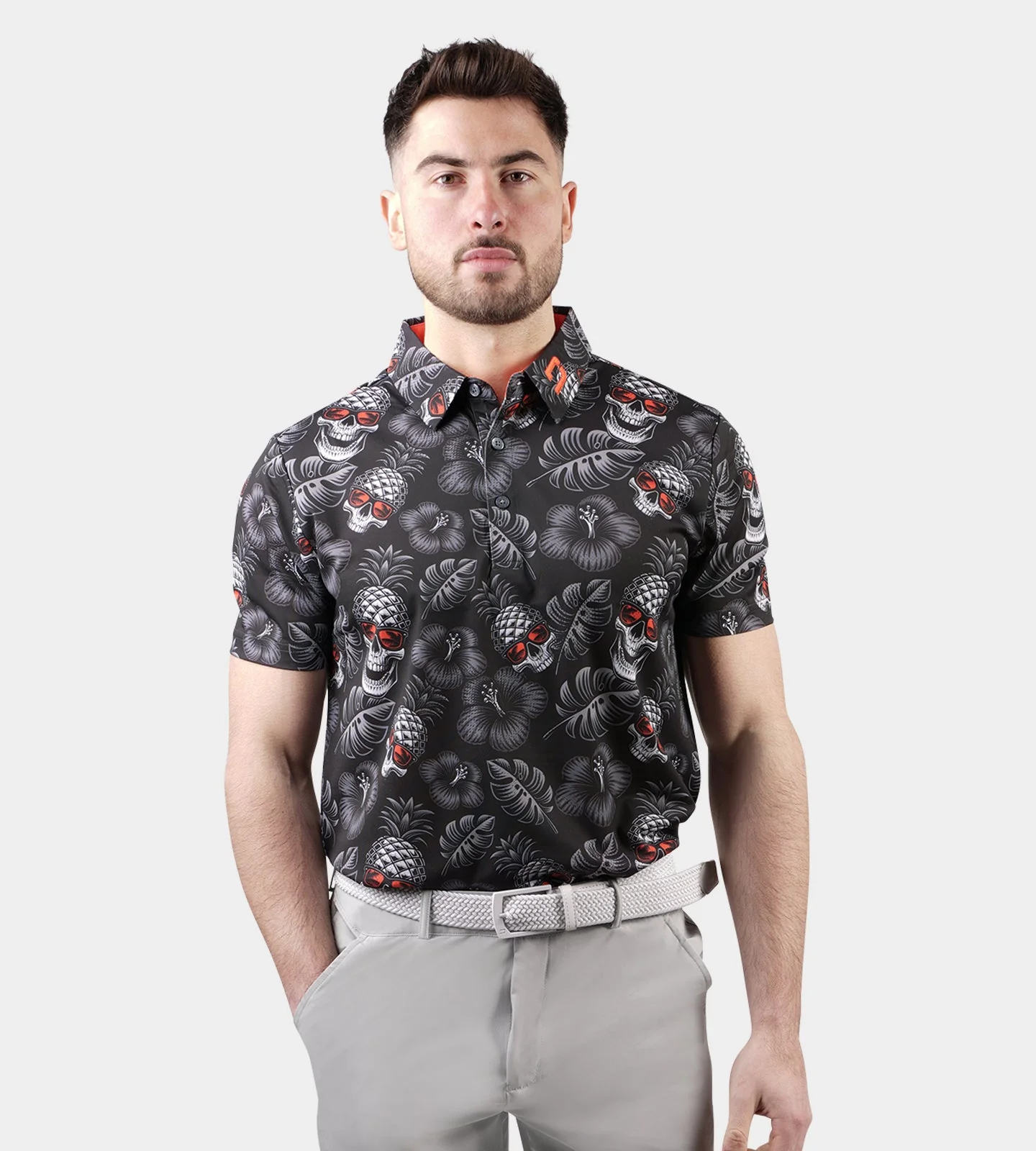 PINEAPPLE SKULLZ POLO - BLACK/ ORANGE - Image 3