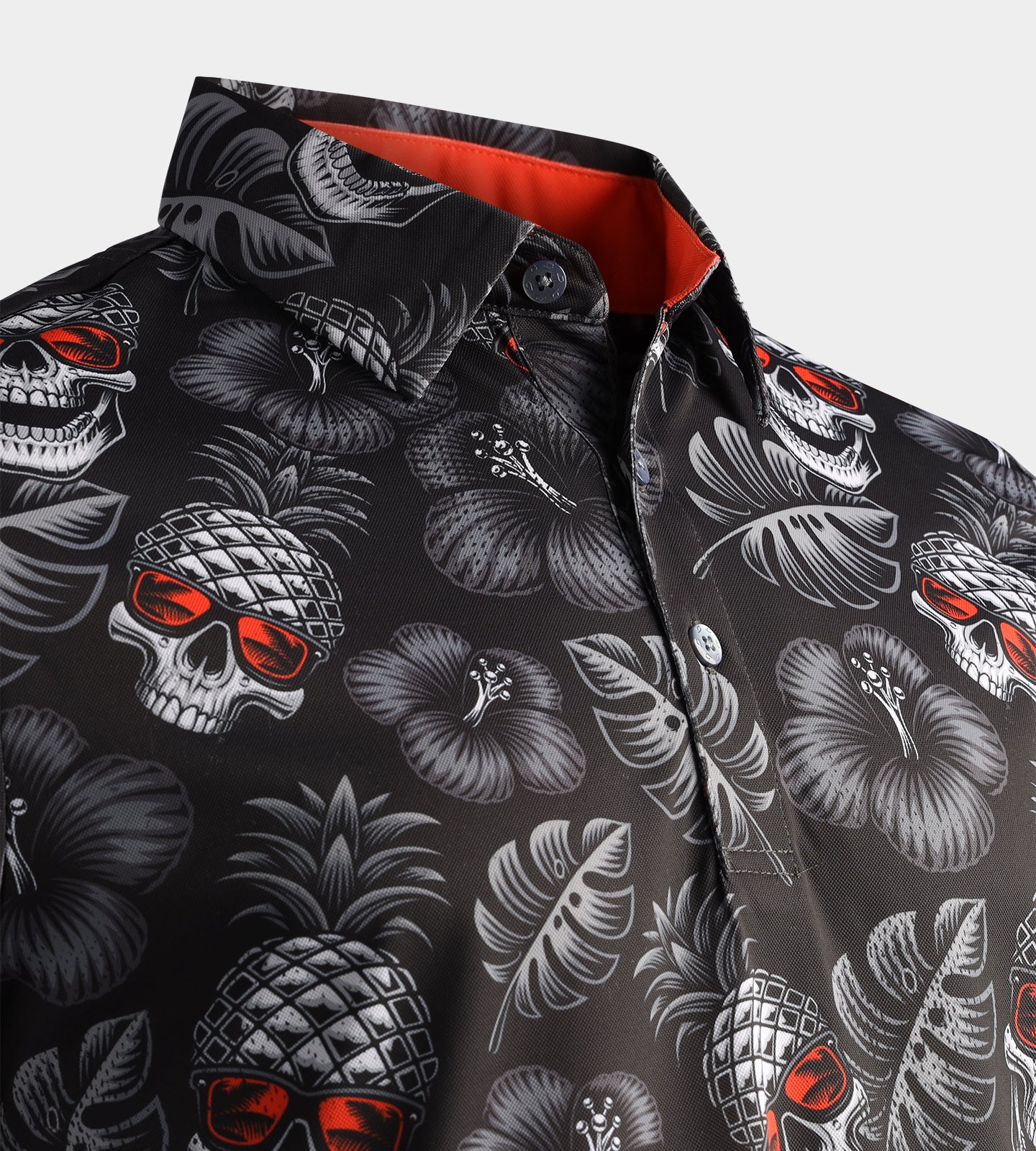PINEAPPLE SKULLZ POLO - BLACK/ ORANGE - Image 6