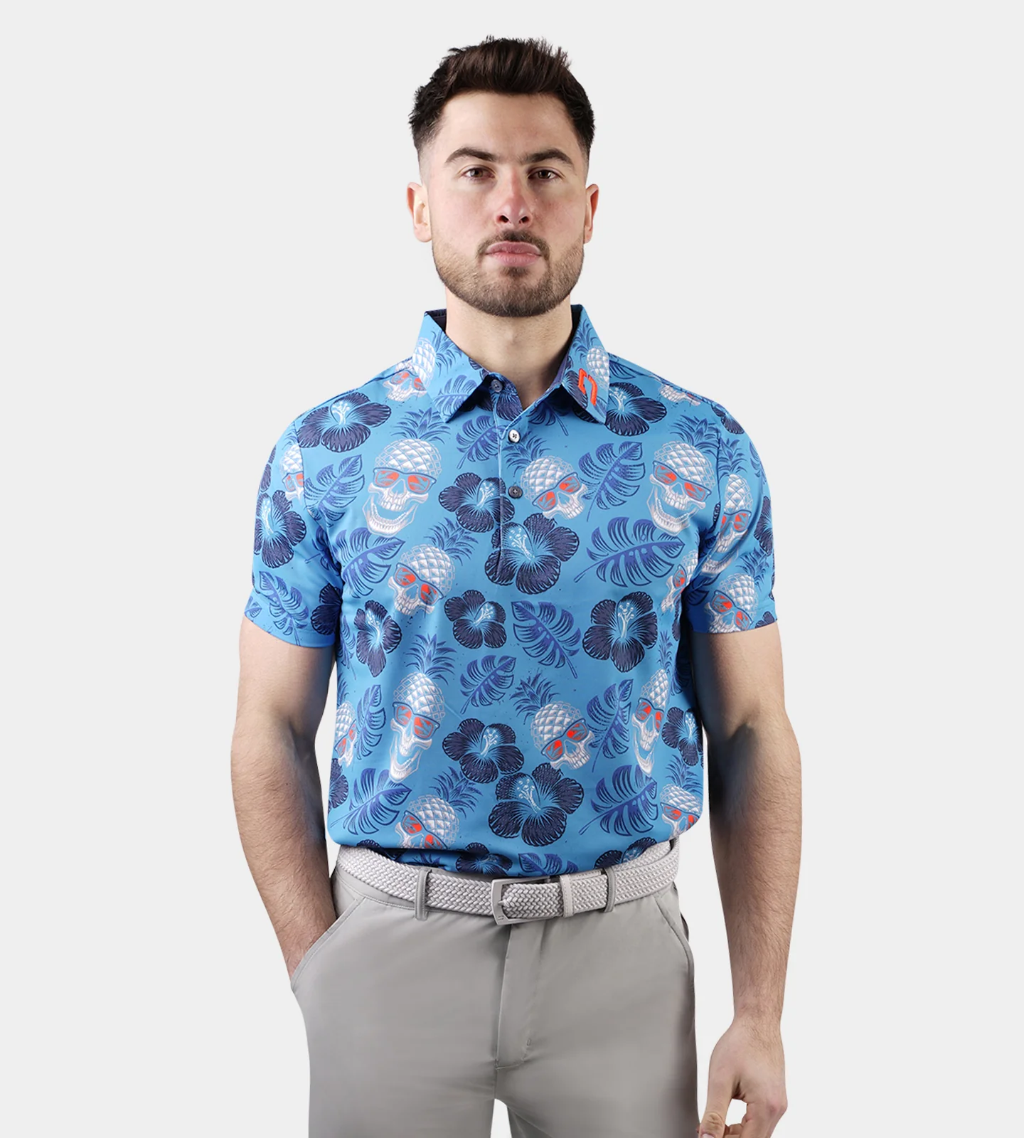 PINEAPPLE SKULLZ POLO - BLUE / ORANGE - Image 3